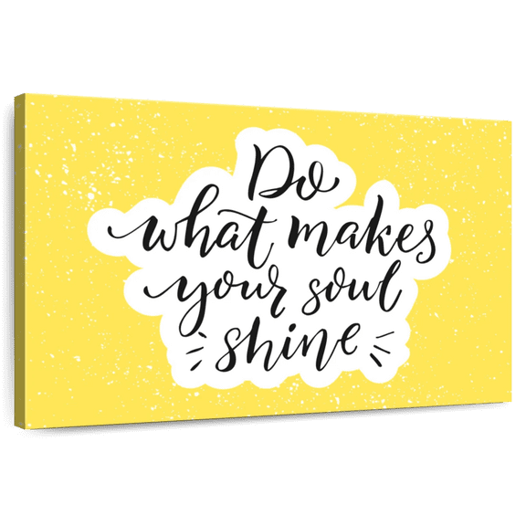 Elephant Stock Do What Makes Your Soul Shine Wall Art - Horizontal Canvas Wall Art - Living Room Wall Decor - Inspirational And Typography Canvas - Yellow And Black Decor - 12" x 8"