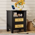thumbnail image 2 of Vineego 1 Piece Rattan Nightstand with Power Outlet, End Table Beside Table with 2 Drawers & 1 Open Shelf for Bedroom Living Room, Black, 2 of 7