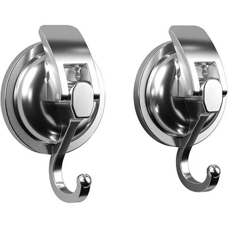 

Xipoxipdo 2pc Removable Suction Cup Hooks (2 Pack) Silver Plated Heavy Duty Vacuum Shower Hooks Strong Garland Hooks For Bathroom Toilet Kitchen