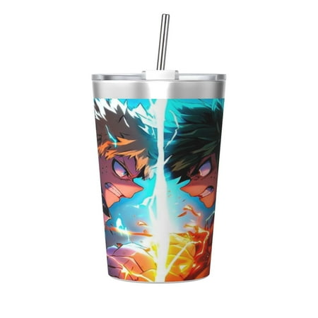 

My Hero Academia Insulated Tumbler Anime Travel Coffee Mug 12 Oz Stainless Steel Thermos With Straw Cup Gift For Women Men