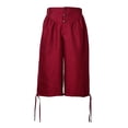 thumbnail image 6 of Men's Medieval Pirate Capri Pants Renaissance Costumes Viking Shorts Lace up Hem Halloween Costume Trousers, 6 of 6