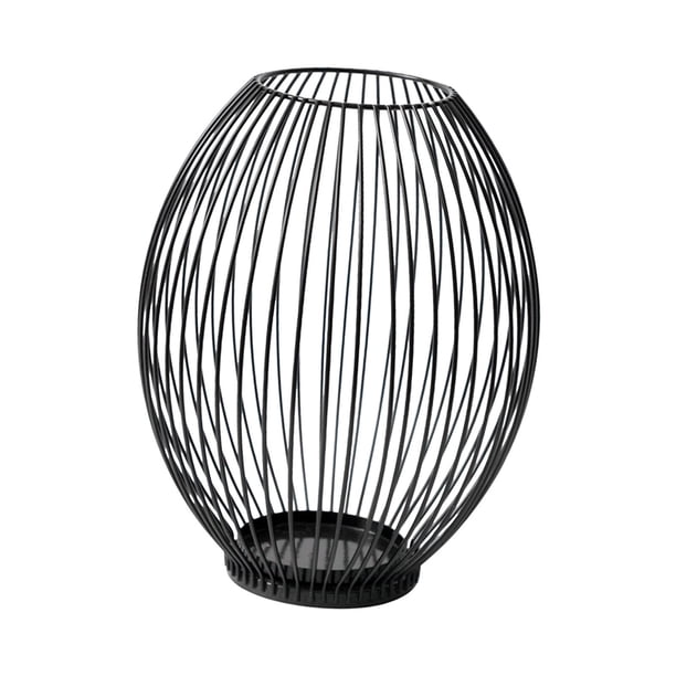 Candelabro de pilar, centro de mesa con soporte para velas, candelabro de jaula de Metal para el hogar, candelabro hueco para Hotel de año Nuevo 18cmx23cm Negro