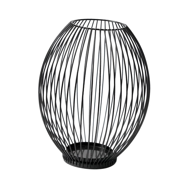 Soporte para velas, candelabro de jaula de Metal, candelabro de hierro, candelabro de pilar para fiesta, candelabro para sala de estar de boda, 18cmx23cm Negro