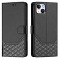 thumbnail image 2 of Designed for iPhone 13 Flip Phone Case,With Card Slots,PU Leather Flip Folding Kickstand,With Shoulder Strap and Wrist Strap,Honeycomb Pattern Design,Shockproof Wallet Case,Black, 2 of 11