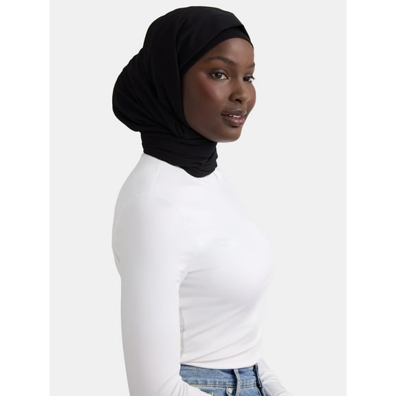 Women's Viscose Woven Flat Hijab, One Size, Black