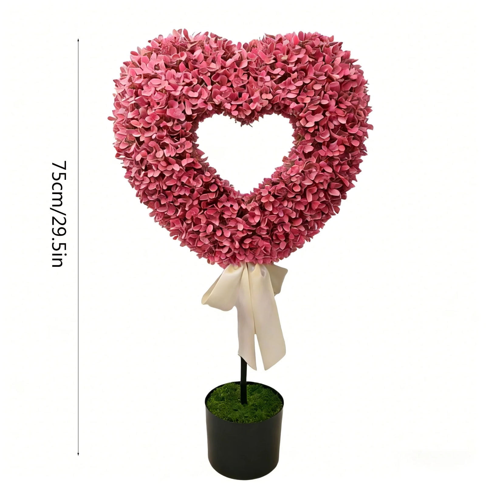 RBCKVXZ 2.5 Ft Heart Topiary Outdoor - Valentine's Day Heart Shaped Topiary Trees with Satin Bow Artificial Decorations Ball Planter Pots for Indoor Outdoor Porch Home