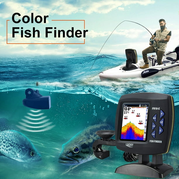 Lucky Fish Finder Wired Transducer Sensor Fishfinder 45 Degrees Underwater Fishing Camera Portable Fish Finder Waterproof Underwater Monitor Lcd Fish