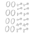 thumbnail image 3 of Juegos de aretes,Conjuntos de aretes para mujeres con múltiples perforaciones para niñas,Pendientes de aro con forma de botón,aretes con parte trasera plana,Pendientes apilados de acero Plata, 3 of 8
