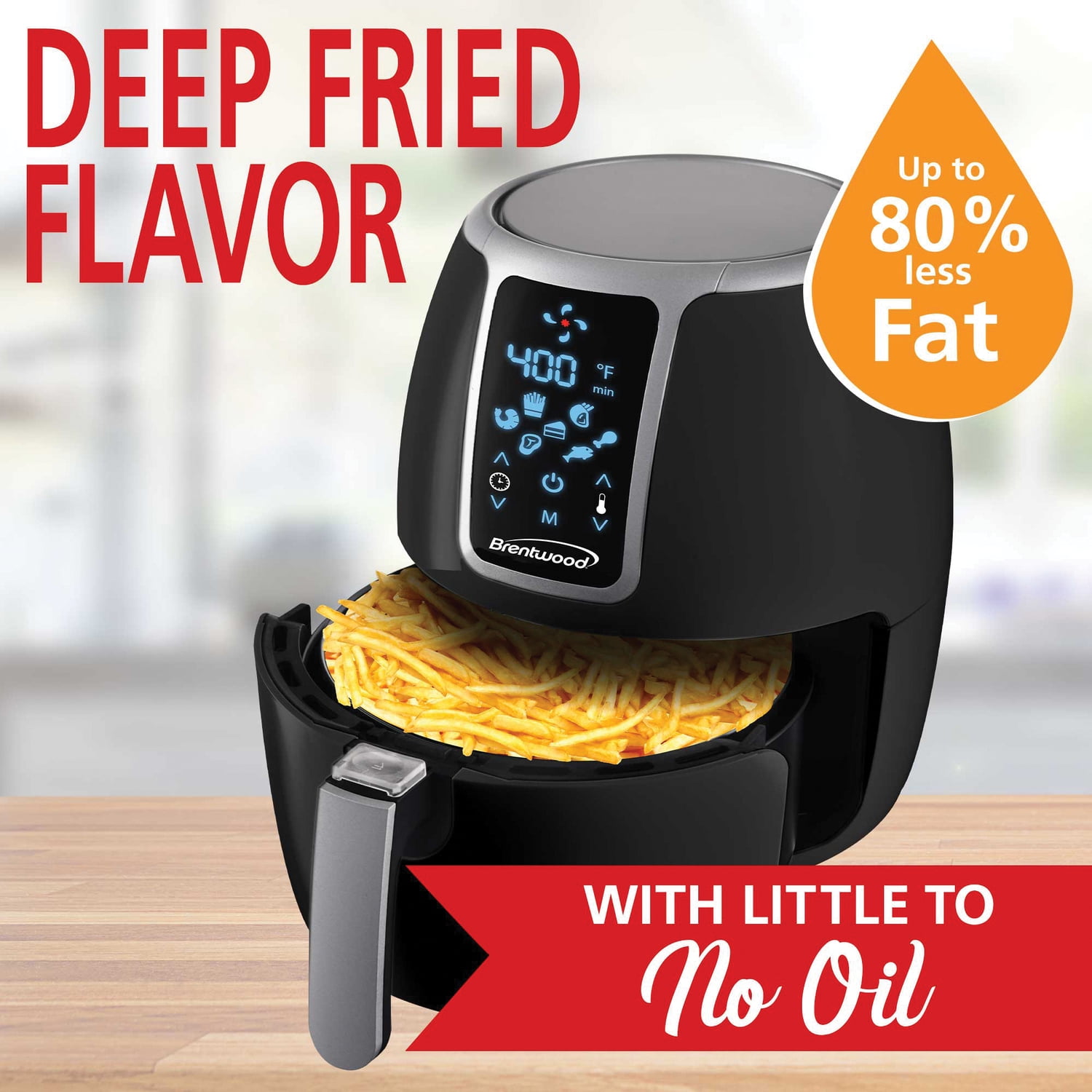 Brentwood 4 qt Electric Digital Air Fryer, Black