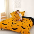 thumbnail image 4 of Homewish Happy Halloween Bat Queen Comforter Set,Mini Bow Pattern Comforter Sets Queen,Orange Black,Black Reversible,3 Pieces,1 Comforter and 2 Pillowcases, 4 of 7