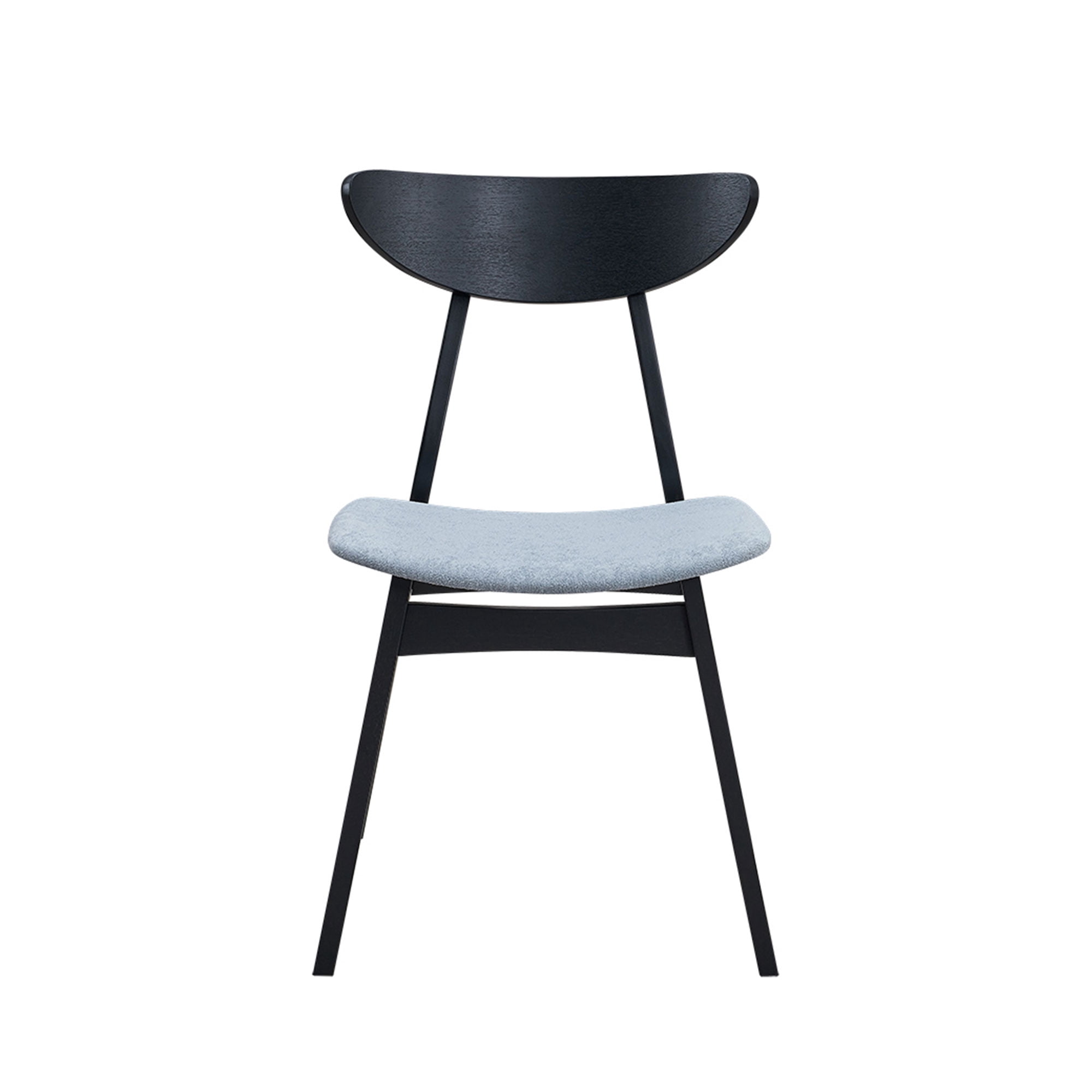 Dining Chairs Set, Kitchen Chairs, Modern Side Chairs&nbsp;Set of 2 Upholstered Dining Room Chairs, Rubber Wood Frame, Black, 30.71 Inch Height, Baby Blue Cushion