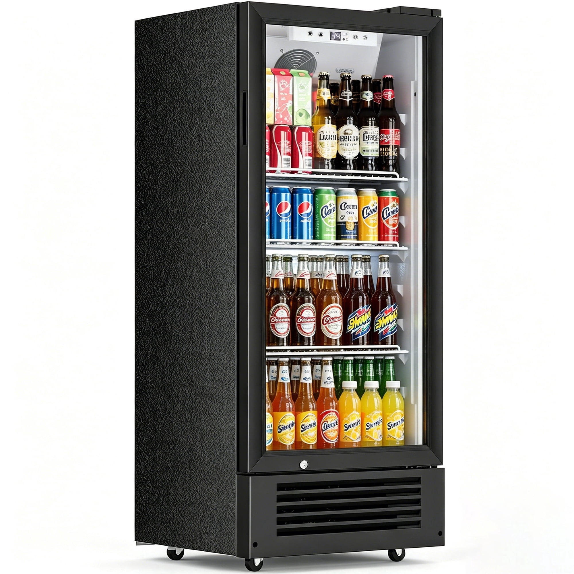Auseo Commercial&Residential Display Refrigerator,Beverage Refrigerator with Double Tempered Glass Door, 34℉–50°F Drink Fridge for Home/Office/Bar/Restaurant