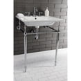 thumbnail image 4 of Kingston Brass KVPB25227W8CP Edwardian 25" Ceramic Console Sink with Brass Legs (8-Inch, 3-Hole), White/Polished Chrome, 4 of 8