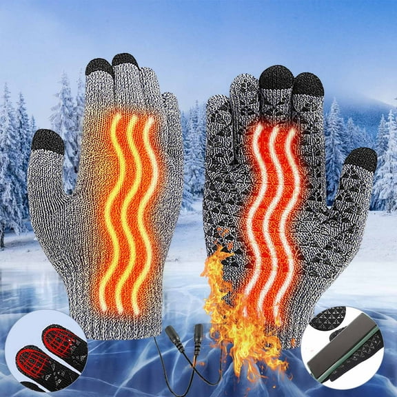 ShaoXinWan Heated Winter Gloves, Gaming Gloves for Mobile,USB Heated Gloves, Rechargeable Hand Warmers, Keep Warm Thicken and Heat Up All Finger Knitted Gloves, Gloves for Women/ Men(Gray)