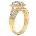 thumbnail image 2 of 1.57 ct Emerald Cut Real Genuine Natural Diamond SI1-SI2 I-J 14K Yellow Gold Halo Engagement Wedding Bridal Set Designer Ring bW/ Set size 6, 2 of 6