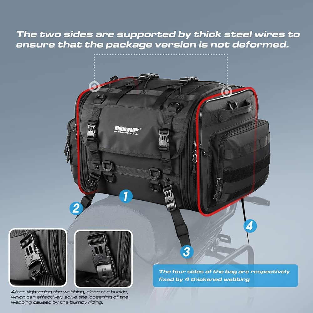 Rhinowalk Motorcycle Saddle Bag Motorbike Tail Bag Waterproof