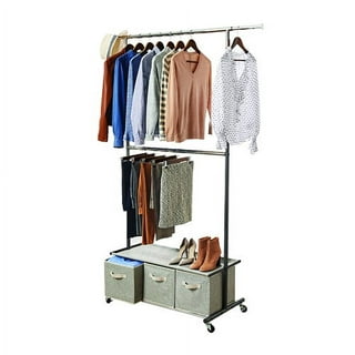 Better Homes & Gardens Double Hanging Garment Rack, 38.2in Wx 23.6in Dx  66.1in H, Gunmetal Finish, Gray
