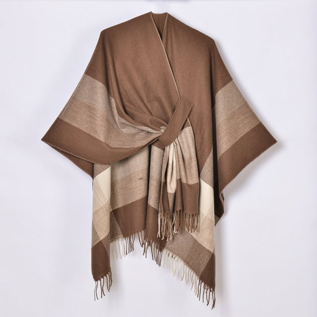 TINZ Châle Chaud pour Femmes Cardigan d'Hiver Ouvert Poncho Pailleté pour Soirée et Foulard Jetée Veste à Franges pour Femmes Colorée
