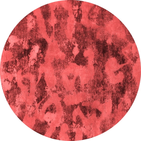 Ahgly Company Machine Washable Indoor Round Abstract Red Modern Area Rugs, 6' Round