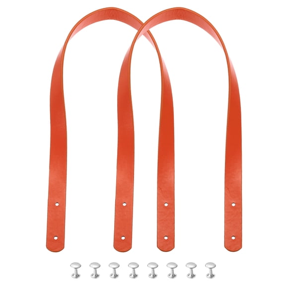 2pcs 24 Inch (60cm) Leather Purses Straps Handbag Belt Band Bag Handle, Orange Red