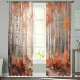 thumbnail image 3 of Red Orange Semi Sheer Curtains 63 Inch Length 2 Panels Set, Modern Oil Painting Art Forest Sheer Kitchen Curtain Privacy Voile Window Curtain for Living Room Bedroom Rod Pocket Drapes, 3 of 7