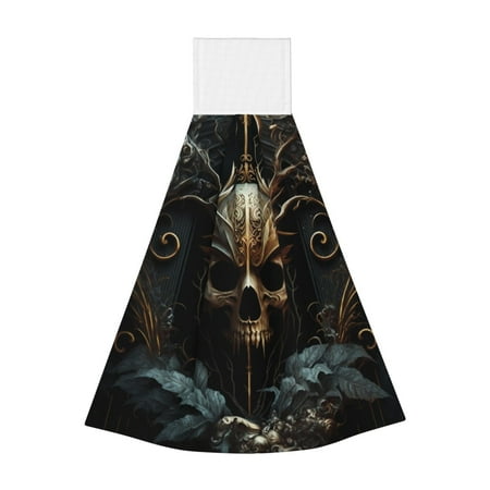 

Lukts Vintage Ornate Skull for Coral Fleece Velcro Towel Suitable for Bathroom Kitchen Hanging Absorbent Towel Household Items
