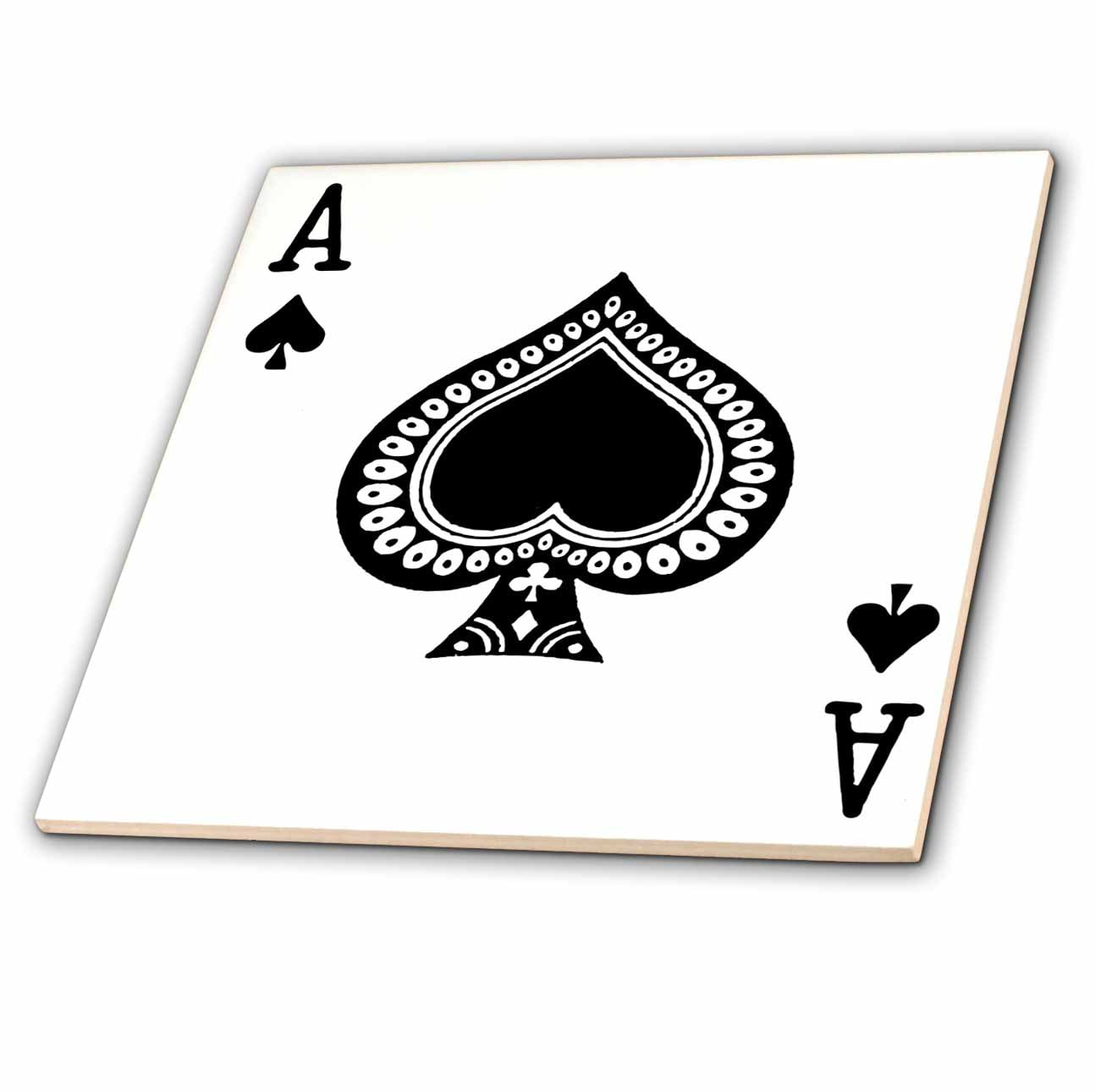 12-Inch Ceramic Tile ct_76552_4 3dRose Ace of Spades Playing Card Gifts for Cards Game Players of Poker Bridge Games Black Spade Suit 