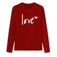 thumbnail image 5 of BLTIBY Valentine Shirts for Women Love Heart Sweater Fashion Casual Crewneck Long Sleeve Pullover Sweatshirts Blouse Valentines the Day Tops Red 2 L, 5 of 5