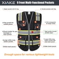 thumbnail image 3 of Chaleco de seguridad XIAKE de alta visibilidad negro con tiras reflectantes, 3 of 4