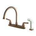 thumbnail image 1 of Kingston Brass Magellan Double Handle Goose Neck Kitchen Faucet with White Side Sprayer, 1 of 2