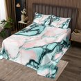 thumbnail image 2 of Marble Quilt Set Stone Pattern Fluid Coverlet Set Watercolor Marbling Texture Bedspread Set Modern Abstract Art Bedding Set Queen Size,Pink Blue, 2 of 5