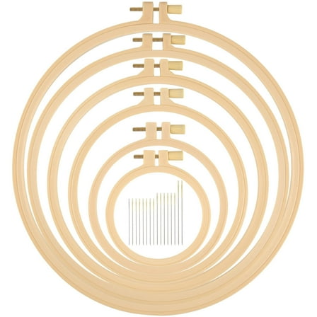 Embroidery Hoop 6 Size, Round Plastic Cross Stitch Hoop with 16 Needles (3.6In to 10.7 in), Small Embroidery Hoop, Cross Stitch Hoops and Frames, Suitable for Embroidery, Craft Sewing