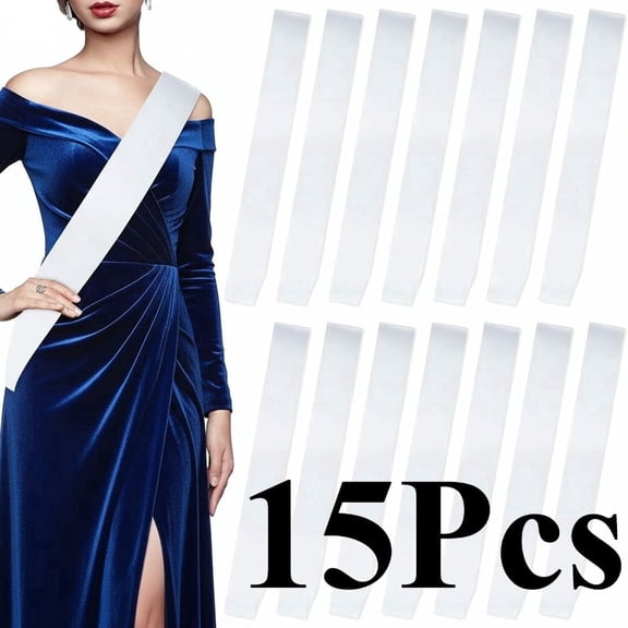 15Pcs White Sashes Blank Satin Sashes for Pageants Sublimation Blanks Sash to Decorate Plain 2026 Senior White Sash Birthday Sash for Women Homecoming