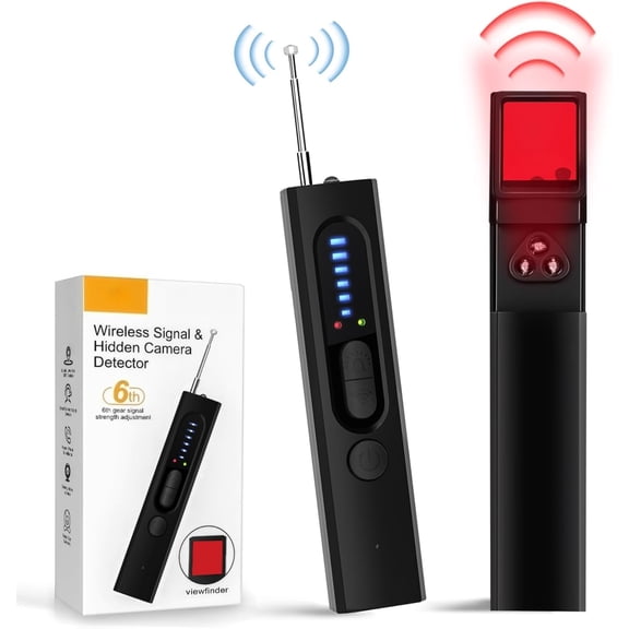 Portable Hidden Camera Detector, Anti Spy Bug Detector with Infrared Laser and Vibration Alert for Hotel Home Office Privacy Protection