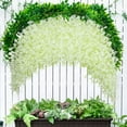thumbnail image 4 of Btomtd 5.9ft Artificial Wisteria Flowers Garland with Twisted Fake Vines, Decorative Greenery Garland for Ceiling, Plastic Flower Fake Plants Wreath for Home Decor, White, 4 of 6