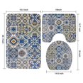 thumbnail image 3 of Blue Ethnic Geometric Patchwork Pattern Bathroom Rugs Sets 3 Piece,Toilet Cover Set,Absorbent Non Slip Bathroom Mats Sets with U-Shaped Contour Rug Toilet Rug Set, 3 of 5
