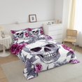 thumbnail image 3 of Erosebridal Halloween Skull Bedding Twin Comforter Set,Gothic Flower Down Comforter,Floral Decor,Reversible,Lightweight,2-Piece, 3 of 7