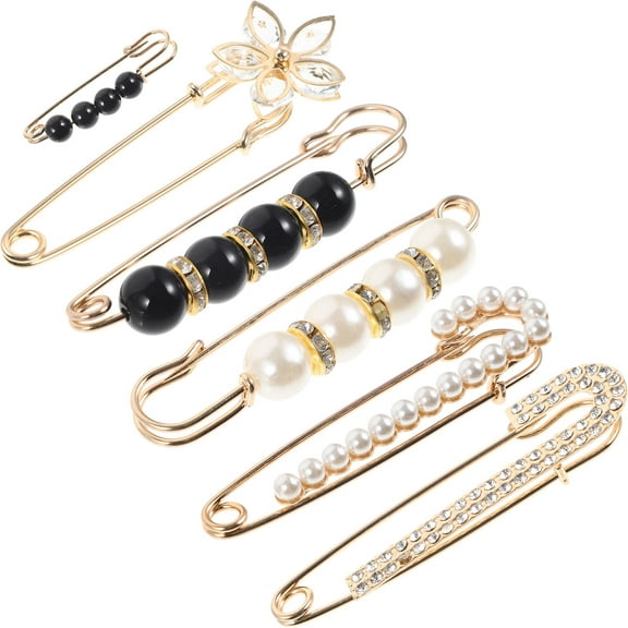 MUSEYA 6Pcs Brooch Safety Pins for Clothing Assorted Color Clothing Fixation Imitation Pearl Special Occasions