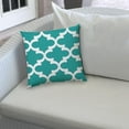 thumbnail image 6 of HomeRoots 17" X 17" Turquoise, White Blown Seam Quatrefoil Lumbar Indoor Outdoor Pillow, 6 of 8