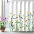 thumbnail image 3 of Floral Shower Curtain for Bathroom Flower Shower Curtain Watercolor Shower Curtain Wildflower Flowered Bathroom Curtain with Hooks Decorative Pretty Plant Shower Curtains, 72" W x 72" H, 3 of 6