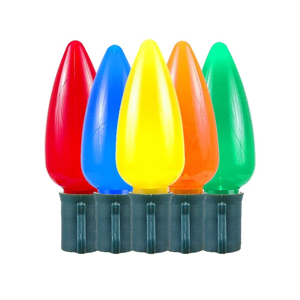 Novelty Lights LED Multi C9 Ceramic Outdoor Lighting, Green Wire (25 Bulbs, 120 V)