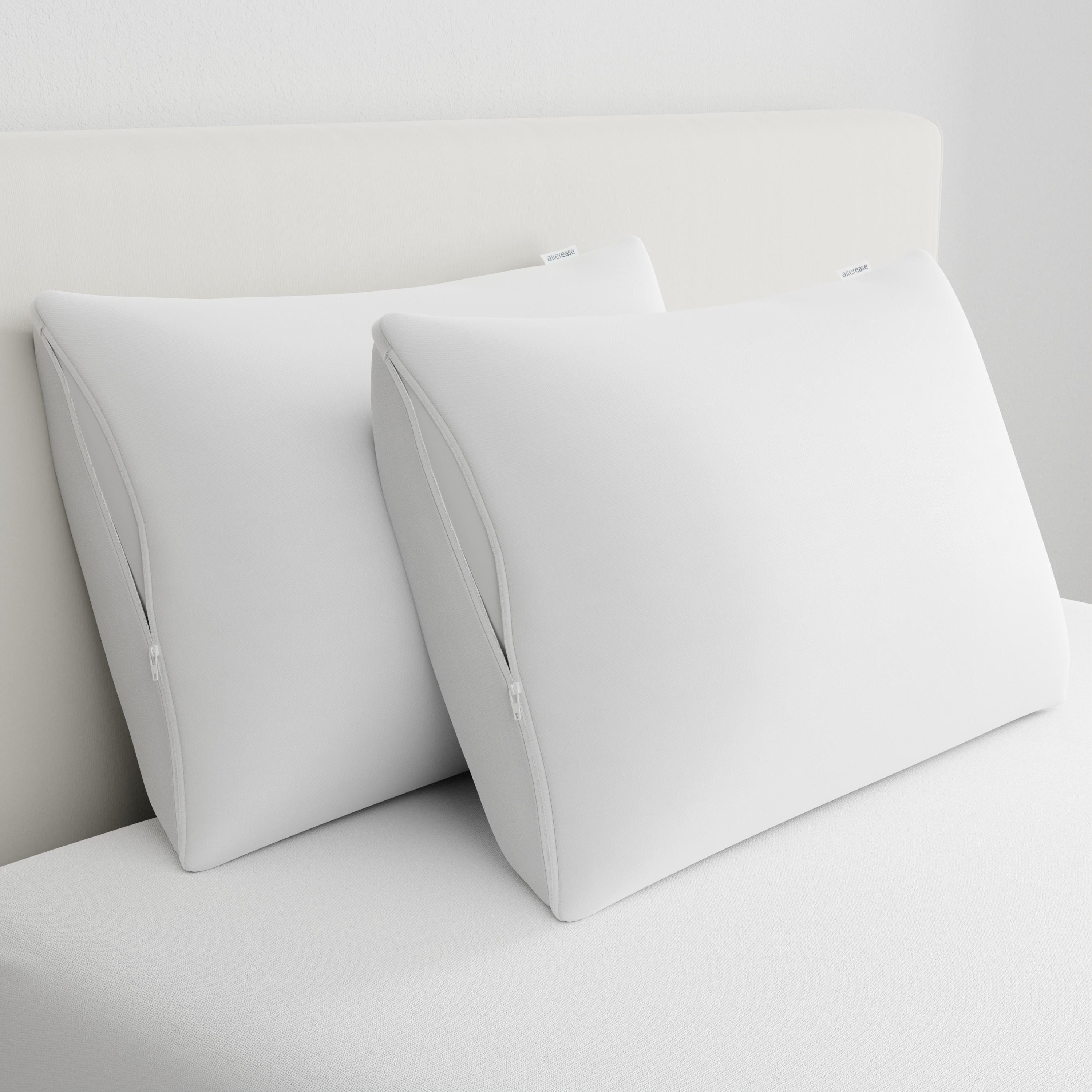 AllerEase CleanBoost Soft & Clean Pillow Cover Protector, Standard/Queen - Zippered (4 Count)