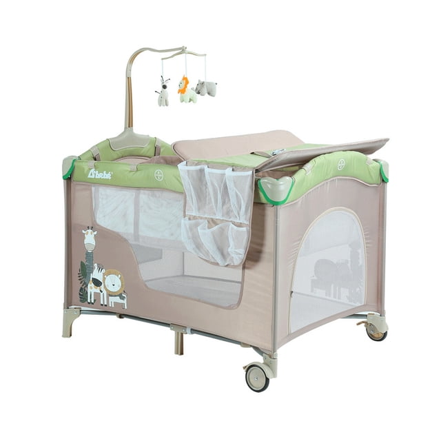 Cuna de Viaje D'bebé CORRALDREAMS con mosquitero Beige