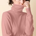 thumbnail image 4 of Scyoekwg Hauts à Manches Longues pour Femmes Col Roulé Automne Hiver Ajustés Hauts de Base Légers Couleur Unie Chemisiers pour Femmes Tendance Amples Hauts d'Automne Chandail (Rose,TTG), 4 of 5