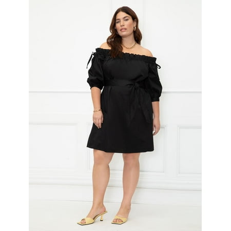 ELOQUII Elements Women's Plus Size Trapeze Off The Shoulder Dress