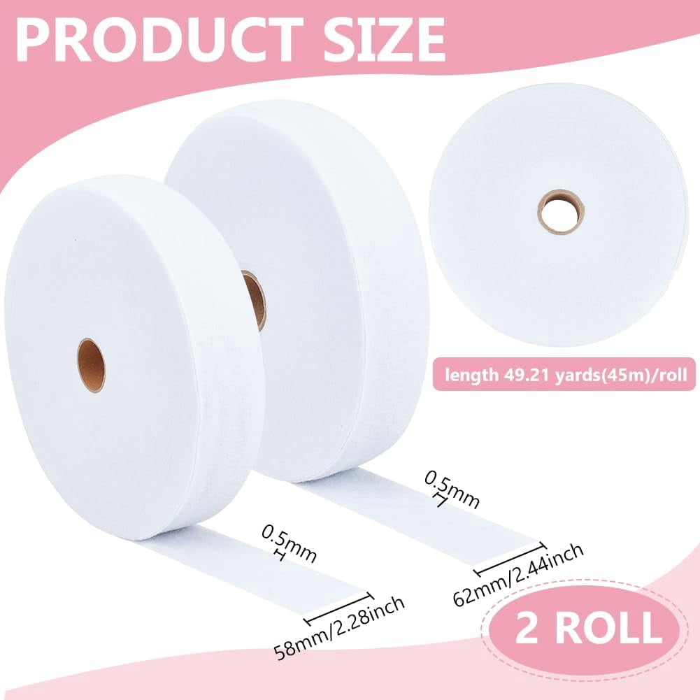 2 Rolls 2 Size White Jelly Roll Batting Strip Polyester Cotton Blend Batting Upholstery Roll for Jelly Roll Rugs Rug Throw Rugs Purses Total 98.4 Yards DIY White