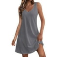 thumbnail image 2 of Kagetolytai Dresses for Women 2024 Women's Casual Sundress with Pockets Summer Boho Beach Dress T-Shirts Dress V Neck Loose Tank Dresses Summer Dresses for Women 2024 Gray 3X, 2 of 7