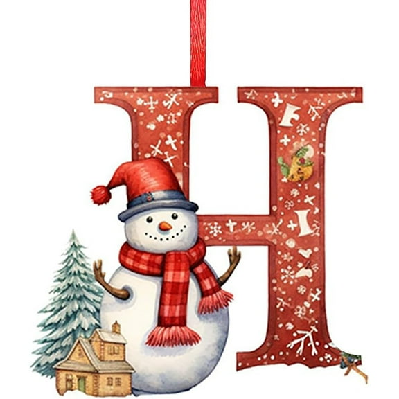 Uutvery Christmas Tree Ornaments 26PCS Alphabet Acrylic Pendants Red Santa Hat Design Weatherproof Decor DIY Customization Home Tree Wall Decorations Personalized Letter Decor Gift Set for Holidays