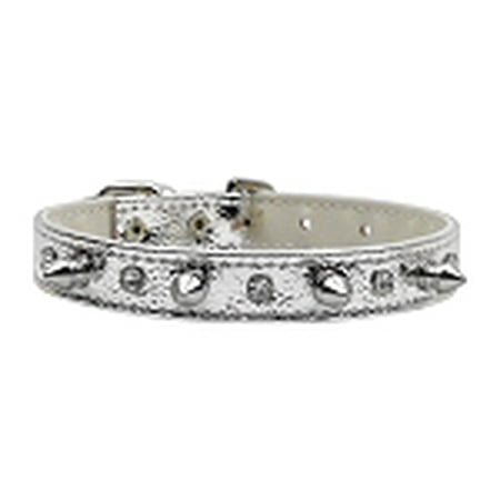 Metallic Crystal and Spike Collars Silver 16