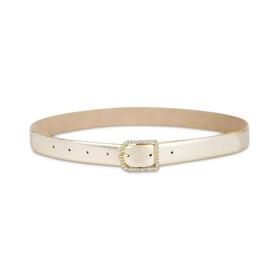 INC International Concepts Women’s Rhinestone-Buckle Belt, Gold, Small